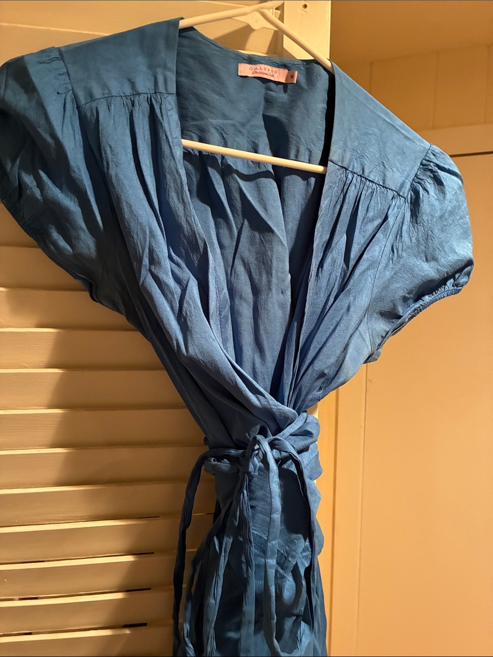 Calypso St. Barth Draped Blue Wrap Dress